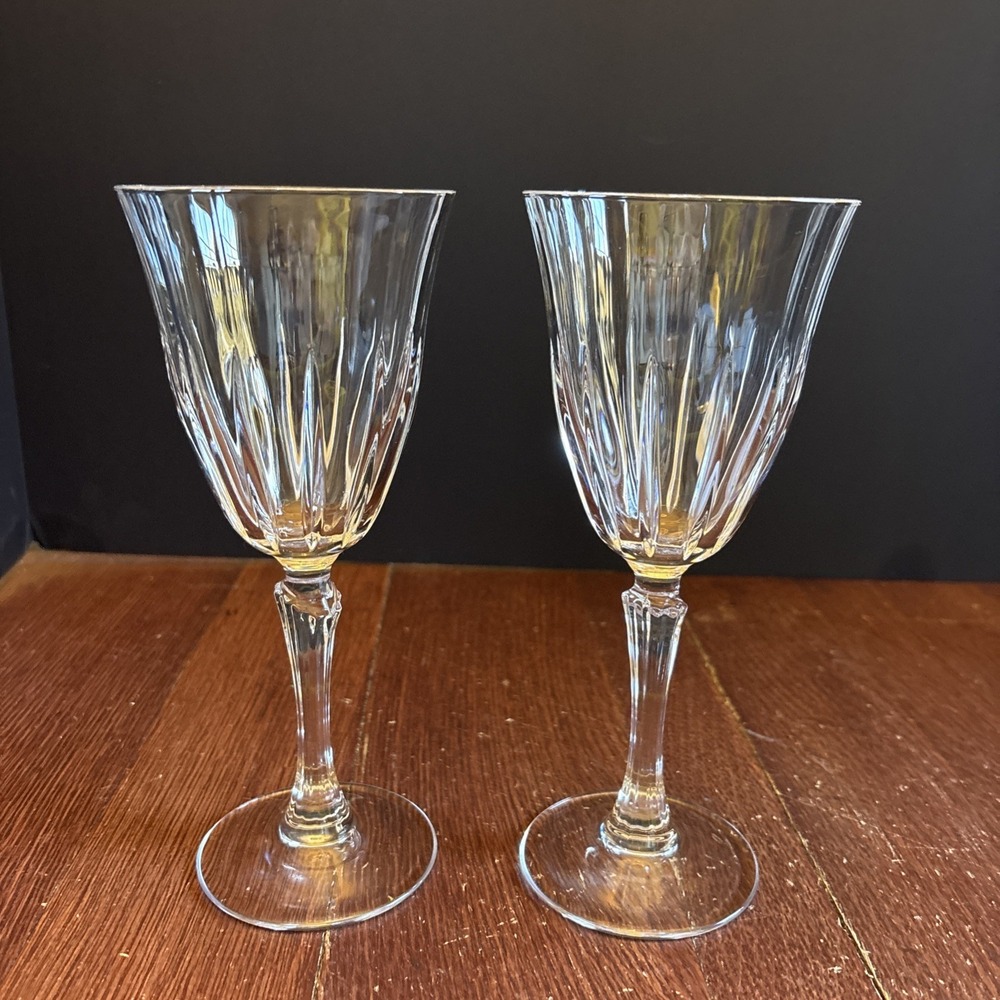RCR‎ ROYAL CRYSTAL ROCK - RECITAL PATTERN - WINE / WATER - 8 1/8" - SET of 2